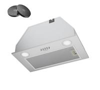 Hermitlux Cappa da Incasso 52 cm, 750 m³/h ultra silenziosa 68 dB, classe A, 3 velocità, evacuazione/ricircolo con filtro al carbone attivo, LED, acciaio inox