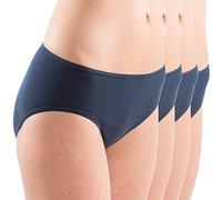 HERMKO 1031 Slip a Vita Media da Donna 100% Cotone, certificati Secondo Lo Standard Oeko-Tex 100, Mutande con Elastico, Franco Fabbrica - Confezione da 4 Pezzi, Farbe:Marino, Größe Damen:44/46 (M)