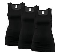 HERMKO 1325, confezione da 3 magliette lunghe da donna, 100% cotone biologico, basic Longtop | certificato Öko-Tex | scollo a carré, Nero , XS