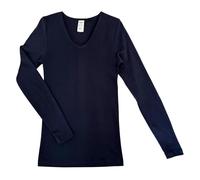 HERMKO 13680 Maglia intima da donna a maniche lunghe con scollo a V, Blu marino, XL