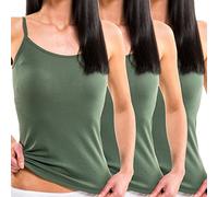 HERMKO 1560 Confezione da 3 Canottiere da Donna in Cotone 100%, Größe Damen:40/42 (S), Farbe:Oliva