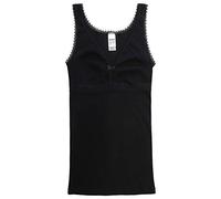 HERMKO 15804740 Canotta Reggiseno da Donna con Bel Pizzo e Scollo a V in 100% Cotone Biologico, Farbe:Nero, Größe Damen:36/38 (XS)