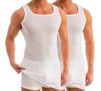 HERMKO 16027 Confezione da 2 Canotta da Uomo Extra Lunga in Cotone/Modal