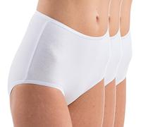 HERMKO 17011 - Confezione da 3 slip da donna con vita alta, maxi-mutandine che offrono un elevato comfort di usura, in cotone e modal bianco L