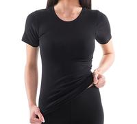 HERMKO 17800 Maglia da Donna a Mezze Maniche in Cotone/Modal, Morbidissima in Modal, Farbe:Nero, Größe Damen:40/42 (S)