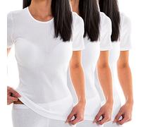 HERMKO 1800 Confezione da 3 Canotte Donna Manica Corta 100% Cotone, Farbe:Bianco, Größe Damen:40/42 (S)