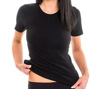 HERMKO 1800 Confezione da 3 Canotte Donna Manica Corta 100% Cotone, Farbe:Nero, Größe Damen:52/54 (XL)