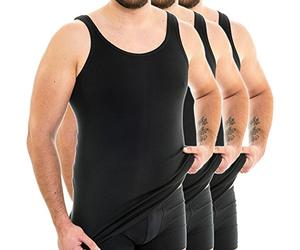 HERMKO 3007 3 Canottiere Extra-Lunghe da Uomo (+ 10 cm Circa) in Cotone 100%, Größe Herren:9 (XXXXL), Farbe:Nero