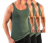 HERMKO 3007 3 Canottiere Extra-Lunghe da Uomo (+ 10 cm Circa) in Cotone Biologico 100%