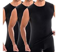 HERMKO 3040 3 Canottiere da Uomo a Girocollo, Größe Herren:6 (XL), Farbe:Nero