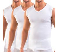HERMKO 3050 - Confezione di 3 canottiera da uomo con scollo a V, Uomo, 3050, bianco, D 4 = EU S