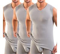 HERMKO 3050 - Confezione di 3 canottiera da uomo con scollo a V, Uomo, 3050, Grau, D 4 = EU S
