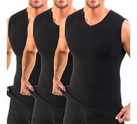 HERMKO 3050 - Confezione di 3 canottiera da uomo con scollo a V, Uomo, 3050, Nero , D 8 = EU XXL