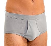 HERMKO 3240 Slip da Uomo con Patta, Mutande con Elastico,100% Cotone 'Classico', Größe Herren:3 (S), Farbe:Grigio