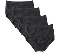 HERMKO 3240 Slip da Uomo con Patta, Mutande con Elastico, Intimo Bianco a Coste Lavabile ad Alte Temperature, 100% Cotone ('Stile Classico') - Confezione da 4 Pezzi, Farbe:Nero, Größe Herren:6 (XL)