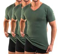 HERMKO 4880 Maglia da Uomo Business a Manica Corta, con Scollo a V, Canottiera Manica a 1/4, 100% Cotone, Testata tossicologicamente - Confezione da 3 Pezzi, Größe Herren:6 (XL), Farbe:Oliva