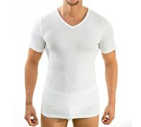 HERMKO 4880 Maglia da Uomo Business a Manica Corta, con Scollo a V, Canottiera Manica a 1/4, 100% Cotone, Testata tossicologicamente - Confezione da 4 Pezzi, Größe Herren:11 (XXXXXXL), Farbe:Bianco