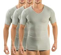 HERMKO 4880 Maglia da Uomo Business a Manica Corta, con Scollo a V, Canottiera Manica a 1/4, 100% Cotone, Testata tossicologicamente - Confezione da 3 Pezzi, Größe Herren:7 (XXL), Farbe:Grigio