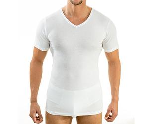 HERMKO 4880 Maglia da Uomo Business a Manica Corta, con Scollo a V, Canottiera Manica a 1/4, 100% Cotone, Testata tossicologicamente - Confezione da 4 Pezzi, Größe Herren:6 (XL), Farbe:Bianco