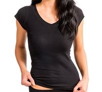 HERMKO 99384920 Magliette Intime con Corsetto, Scollo a V e Senza Cuciture Laterali, Farbe:Nero, Größe Unisex:S