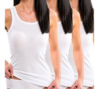 HERMKO Set di 3 Longshirt da donna 1325 | Cotone biologico | Longtop basico | Certificato Öko-Tex | Scollo a carré | Bianco, Nero, Viola/Grigio | Taglia XL o superiore | Canotta senza maniche, bianco