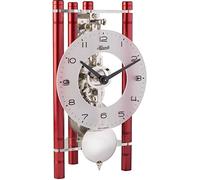 Hermle Orologio da tavolo a scheletro con colonne in alluminio anodizzato - Triangolo 23025-360721, quadrante arabo, vetro rosso, fabbrica nichelata, 19,5 cm x 11 cm x 9 cm