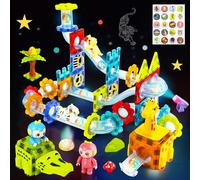 HERMORRYSS Costruzioni Magnetiche per Bambini, Costruzioni Magnetiche 110 Pezzi con Luci LED & Pista per Biglie, Gioco 3D Magnetico Educativo, Gioco Educativo STEM e Creativo per Ragazzi (Zoo)