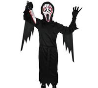 HERMORRYSS Costume di Halloween Scream per Bambini, Costume Scream Ghostface Con Maschera, Guanti e Pugnale, Spaventoso Volto da Fantasma Scream per Halloween, Carnevale, Cosplay, Festa A Tema (XL)