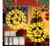HERMORRYSS Luci Natalizie, 2 Pezzi Decorazione Natalizia per Finestre con Telecomando e 8 Modalità, Decorazioni natalizie impermeabili con Rotazione 3D per Interni, Albero di Natale, Balcone (B)