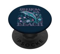HERMOSA BEACH CA DOLPHIN SOUVENIR DA SPIAGGIA COLORATO PopSockets PopGrip Adesivo