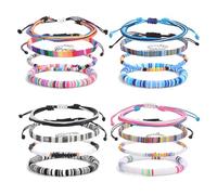 Hernin 16 Pz Bracciale da Spiaggia Boho Surfer Bracciali Alla Caviglia in Corda Bracciale Intrecciato Fatto a Mano Set di Bracciali dell'Amicizia Boho (Set-B)