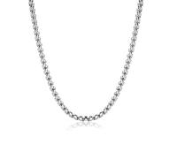Hernin Collana a maglia barbazzale da uomo e da donna, in acciaio inox, in argento, 2/3/4/5/6 mm, collana da uomo in argento, catena cubana, lunghezza 46/51/56/61/66/71 cm, Acciaio inossidabile,