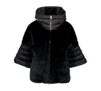 Herno - Mantella in Raso e Pelliccia Sintetica - - Jackets - Donna - Nero - S