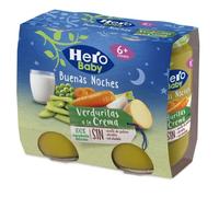 Hero Baby Buenas Noches Tarritos de Verduritas a la Crema, desde los 6 Meses, Pack de 2 x 190g