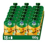 Hero Solo Bio Frutta Frullata 100% Bio, Senza Zuccheri Aggiunti, Purea di Mela, Pesca, Mango - 18 Confezioni da 100 gr