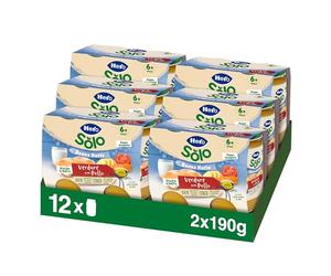 Hero Solo Pappa Completa Verdure e Pollo per Cena, 6x2x190g | Pappa pronta neonato, scalda e gusta, olio extravergine oliva, ideale cena, omogeneizzati carne, svezzamento