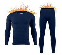 HEROBIKER Long Johns Biancheria intima termica da uomo per sci invernale calda attrezzatura da caccia foderata in pile set top bottom, Blu, XXX-Large