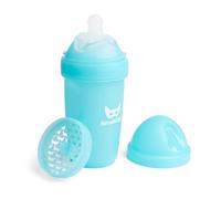 Herobility Double Anti-Colic Baby Bottle | Award-Winning Hero Baby Bottles | Soft Breast- Like Teat, Easy Mixing Lid & Net | Safe & Environment Friendly Materials | 240ml/8.5 fl oz Blue