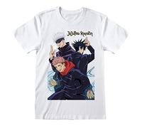 Heroes Inc. Jujitsu Kaisen - Tshirt Bianca per Uomo, 100% Cotone, Maglia, Maglietta, Stampa Frontale del Trio Protagonista dei Fumetti Manga e Anime Giapponese. (XL)