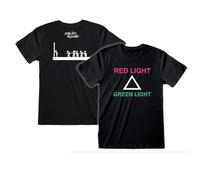 Heroes Inc. Squid Game, Red Light-Green Light. Tshirt Nera 100% Cotone per Uomo e Donna, Stampa Frontale con Triangolo, sul Retro Stampa del Gioco e del Logo della Serie TV, Prodotto Ufficiale (L)