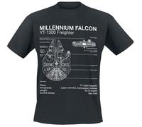 Heroes Inc Star Wars-t-Shirt-Millenium Falcon Sketch s, Nero, S Uomo