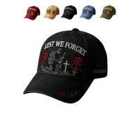 Heroes Never Forgotten Remembrance Cap, Keep Their Memory Alive, Cappello da baseball patriottico ricamato 3D, cappello da baseball regolabile, cappello patriottico in cotone vintage, Nero , Taglia
