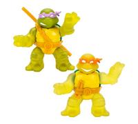 Heroes of Goo Jit Zu Tartarughe Ninja | Turtle Power Team Up 2 pezzi | Super Squishy | Super elastici | Donatello e Michelangelo | Si estende fino a 3 volte la loro dimensione