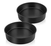 Herogo Set di 2 stampi rotondi per torte in acciaio inox, 21 cm, profondità 5 cm, antiaderente, per brownie, torte, lasagne, torte, durevoli e sani, resistenti e facili da pulire