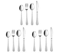 Herogo Set di posate per bambini, 12 pezzi, in acciaio inox, manico a martello, con 3 forchette, 3 coltelli, 3 cucchiai, 3 piccoli cucchiai, sani