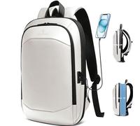 HEROIC KNIGHT Zaino Uomo Zaino per Laptop Computer PC Portatili da 15.6 Pollici con Porta USB Impermeabile Ultraleggero Lavoro Uffico Università Scuola Viaggio Business (Bianco)