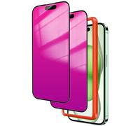 Heromiracle Compatibile con iPhone 15 Plus, pellicola protettiva anti spia a 28 gradi con cornice di allineamento sfumata effetto specchio colorato pellicola in vetro temperato anti bluelight