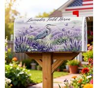 Heron - Coperture magnetiche per cassetta postale, motivo natura, rustico, lavanda, farfalle, viola primaverile, protezione per la decorazione del prato, 45,7 x 53,7 cm