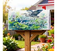 Heron - Coperture magnetiche per cassette delle lettere, motivo giardino estivo, farfalla e ninfea, colore verde, decorazione per esterni, 45,7 x 53,3 cm