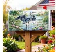 Heron - Coperture magnetiche per cassette delle lettere, motivo natura, ninfee, libellule, primaverili, per decorazioni esterne, 53 x 64 cm